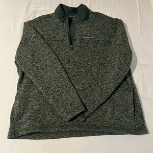 Eddie Bauer XXL Green Quarter Zip Sweater Fleece Pullover Sherpa Lined